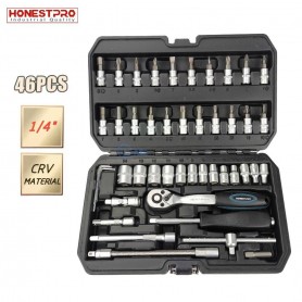 صندوق عدة مفتاح برافعة مع رؤوس ولقم 1/4" 46 قطعة من كروم-فاناديوم هوناست برو | YAD1305