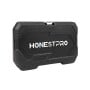 Coffret noir avec logo HONESTPRO blanc, boîte fermée contenant un ensemble d'outils.
