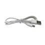 Câble de recharge USB blanc avec connecteur micro-USB.