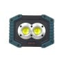 Projecteur portatif LED rectangulaire avec deux lentilles rondes et protection aux coins bleue