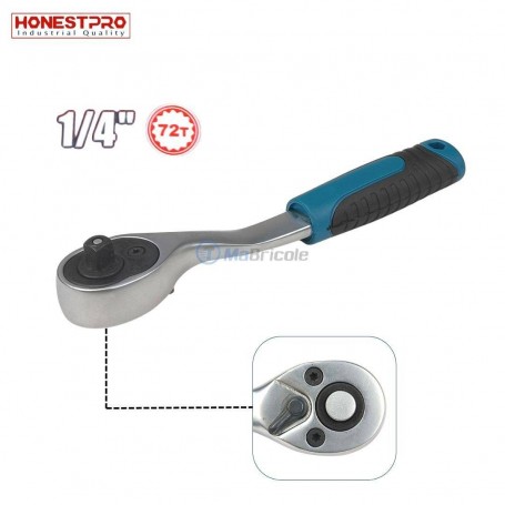 MaBricole | HONESTPRO | Clé et douille | Clé à cliquet 1/4" longueur 155mm en CR-V HONESTPRO | YAD1101