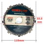 Disque à chaîne circulaire HONESTPRO bleu avec chaîne coupante autour, diamètre 115 mm, alésage 22,2 mm.