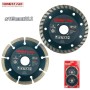 Deux disques diamant noirs avec segments turbo et rainurés de 115 mm pour découpe matériaux durs HONESTPRO.