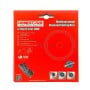 Conditionnement rouge montrant un disque diamant multifonction de 115 mm pour matériaux variés.