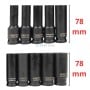 MaBricole | HONESTPRO | Clé et douille | Douilles à chocs 10-12-13-14-15-17-19-21-22-24mm longueur 78mm 1/2" en Cr-V 10pcs HONESTRPO | YAD1225