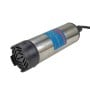 Pompe à gasoil 12V DC en acier inoxydable avec filtre en mousse visible sur une surface blanche