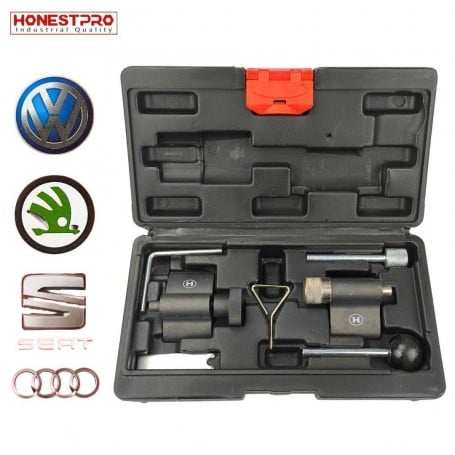 Coffret d'outil de calage moteur diesel pour voitures VAG avec emplacement mousse et logos marques