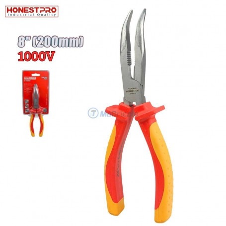 MaBricole | HONESTPRO | Pinces | Pince à bec long courbée isolée 1000V longueur 200mm en chrome-vanadium HONESTPRO | YAP0445