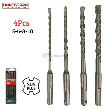 طقم 4 مثقاب للخرسانة SDS-PLUS مقاسات 5-6-8-10 مم هوناست برو | YAT1212