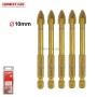 طقم 5 لقم حفر قطر 10مم طول 82مم للسيراميك ساق 6مم برأس من كربيد التنجستن هوناست برو | YAT1194