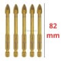 Cinq forets dorés de 10 mm de diamètre et 82 mm de longueur pour céramique, embout hexagonal.