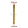 Foret pour céramique de 12 mm de diamètre et 6,35 mm d'embout, finition dorée