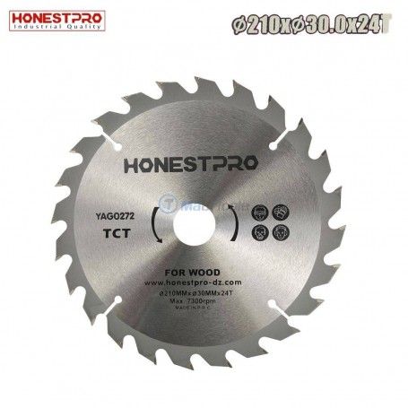 قرص قطع للألمنيوم 210 مم × 30 مم 24 سنًا سمك 1.5 مم مع رؤوس مطعمة بكربيد التنجستن كراون | YAG0272