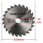 Disque de coupe circulaire en métal avec dents en carbure de tungstène pour bois, diamètre 210 mm, épaisseur 1,5 mm