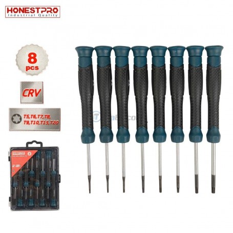MaBricole | HONESTPRO | Tournevis | Jeu de tournevis de précision Torx magnétique en chrome-vanadium 8 pièces HONESTPRO | YAD0541