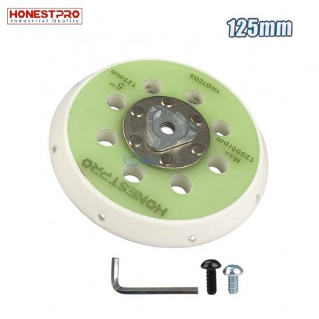 MaBricole | HONESTPRO | Pour meuleuse | Plateau support auto-agrippant de ponceuse orbitale Ø125mm fixation centrale Velcro HONESTPRO | YAG1205