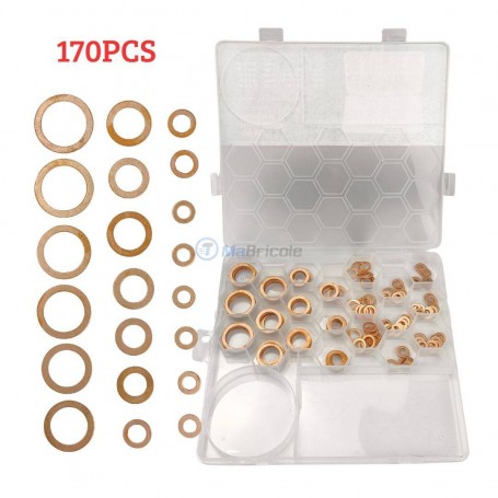 MaBricole | | Autre accessoires | Ensemble de joints rondelles en cuivre 9-26mm 170pcs | ER170J-9-26