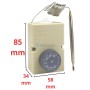 Thermostat mécanique beige avec cadran gradué en degrés et sonde capillaire en métal enroulée
