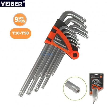 MaBricole | VEIBER® | Clé et douille | Clé étoile, Jeu de clés Torx T10-T50 en chrom-vanadium-(Cr-V) 9PCS VEIBER