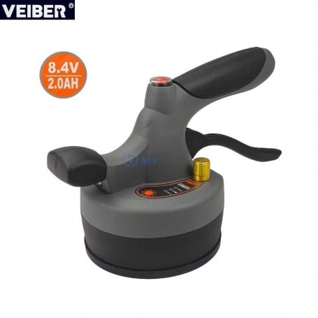 Ventouse de pose carrelage vibrante sans fil grise avec poignée noire et bouton rouge VEIBER 8.4V 2.0AH