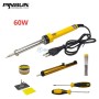 كاوية لحام كهربائية 60 واط مع ملحقات (سلك قصدير، مضخة إزالة القصدير، فلكس روزين، حامل، إسفنجة، مفكات)