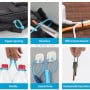Différents usages pratiques de collier de serrage plastique bleu sur objets divers