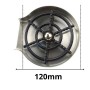 Vue de dessus d'un lave-gobelets en acier inoxydable de 120 mm avec structure interne noire.
