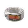 Câble coaxial blanc enroulé de 10 mètres avec connecteurs F vissés, emballé dans un film plastique.