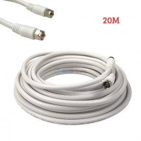 كابل محوري RG6U ‏75 أوم مع موصلات لولبية نوع أنثى طول 20 متر متوافق مع التلفاز والتلفاز الذكي