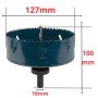 Scie-cloche bimétal bleue de 127 mm avec mèche centrale et adaptateur hexagonal de 10 mm