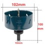 Scie-cloche bimétal de 102 mm de diamètre avec adaptateur et foret central.