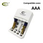 شاحن بطاريات قابلة للشحن 1.2 فولط 40-120ميلي أمبير متوافق مع AAA/AA/9V بي تي واي