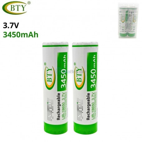 MaBricole | BTY | Batteries et chargeur | 2 Piles rechargeable LIR18650 3.7V 3450mAh BTY