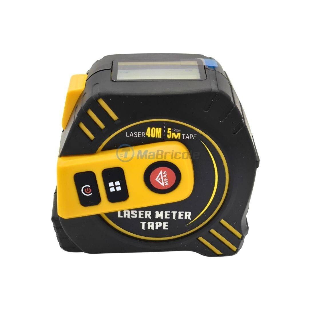 Télémètre Laser 40 M + Mètre Ruban 5 M – 2 En 1 Avec écran LCD, Argent-noir