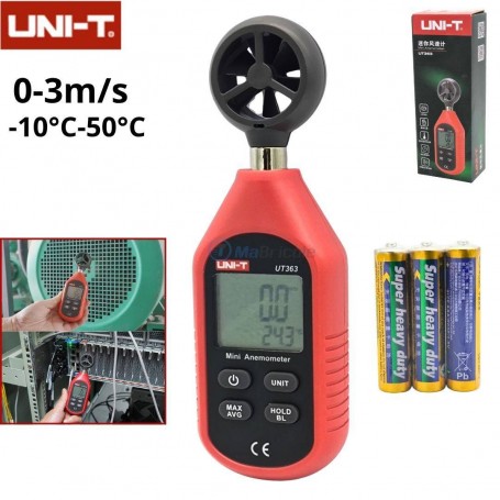 MaBricole | UNI-T | Mesure et contrôle | Anémomètre numérique portable avec 3 piles UNI-T