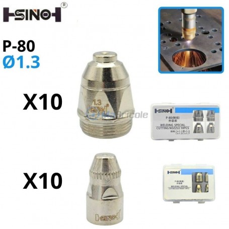 MaBricole | H SINO | pour poste à souder | kit de 10 électrodes et 10 buse de coupage plasma P-80 1.3mm H SINO
