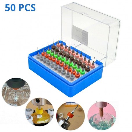 مجموعة رؤوس مثقاب PCB ، قواطع حلزونية ساق 1/8 بوصة (3.2مم)، مقاس 0.5-0.9 مم مع صندوق