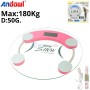 MaBricole | ANDOWL | Mesure et contrôle | Balance corporelle ronde rose, capacité maximale : 180 kg ANDOWL | Q-SO69
