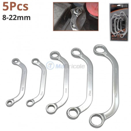 MaBricole | | Clé et douille | Jeu de 5 clés polygonales demi-lune métriques 8-22mm