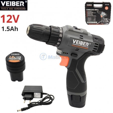MaBricole | VEIBER® | Visseuse et tournevis électrique | Visseuse devisseuse sans fil 12V 2 Batteries 1.5Ah avec valise et chargeur VEIBER |183146