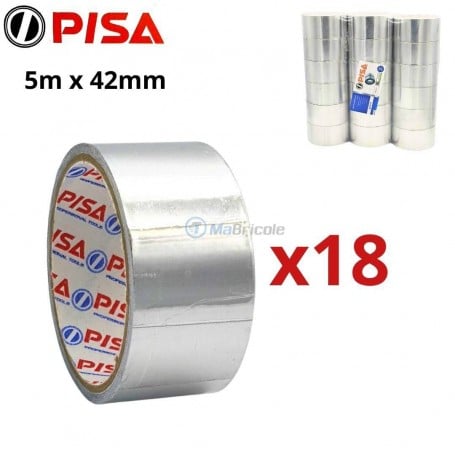 MaBricole | PISA TOOLS | Fixation | Lots de ruban adhésif en aluminium 5m×40mm 18 pièces PISA TOOLS
