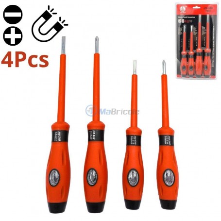 طقم مفكات براغي واختبار فيليبس ومسطح ، قطر 6-7 مم ، مع مغناطيس، 4 قطع جياكسين