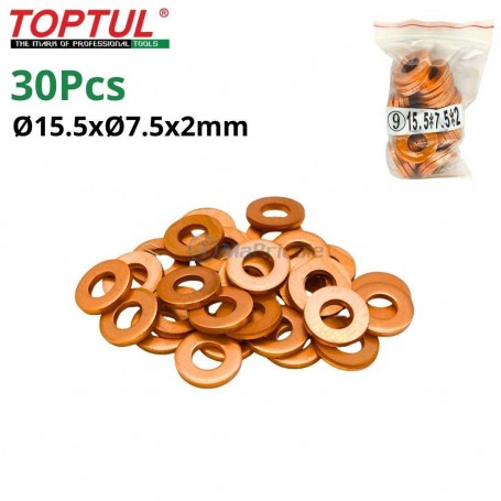 MaBricole | TOPTUL | Autre accessoires | Lots de 30 joint d'étanchéité en cuivre pour injecteur Ø15.5xØ7.5x2mm TOPTUL