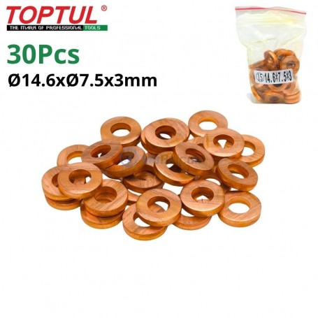 MaBricole | TOPTUL | Autre accessoires | Lots de 30 joint d'étanchéité en cuivre pour injecteur Ø14.6xØ7.5x3mm TOPTUL