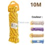 Corde à linge jaune de 10 mètres avec points rouges, présentation de quatre autres couleurs disponibles
