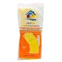 Paquet de gants en latex jaune taille S pour ménage, emballage transparent avec logo coloré