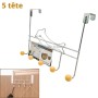 Porte manteau chromé portable avec 5 têtes à boules, accroché sur une porte en bois clair