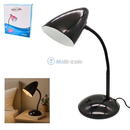 MaBricole | DESKLAMP | Lampe portative | Lampe de bureau filaire Noir , douille E27 avec interrupteur DESKLAMP | MT-801