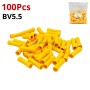 Connecteurs de fil entièrement isolants jaune de taille BV5.5, paquet de 100 pièces.