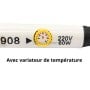 Zoom sur le variateur de température circulaire jaune du fer à souder blanc marqué 220V 60W